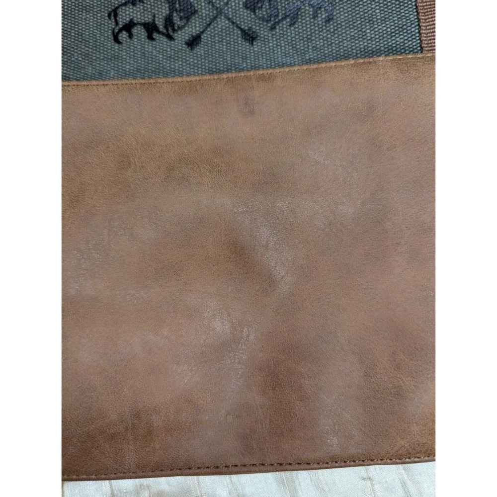 BUFFALO DAVID BITTON DUFFLE BAG, Large, Green With Leather Bottom and handles. - Picture 9 of 13